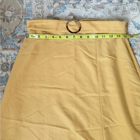 Mango Belted Front Slit Midi Skirt, beautiful yellow color US size XS - Picture 4 of 10